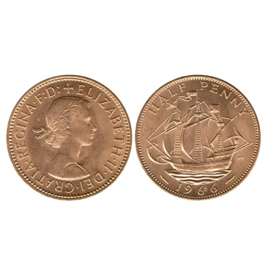 Đồng xu ½ penny Anh  1954 - 1970