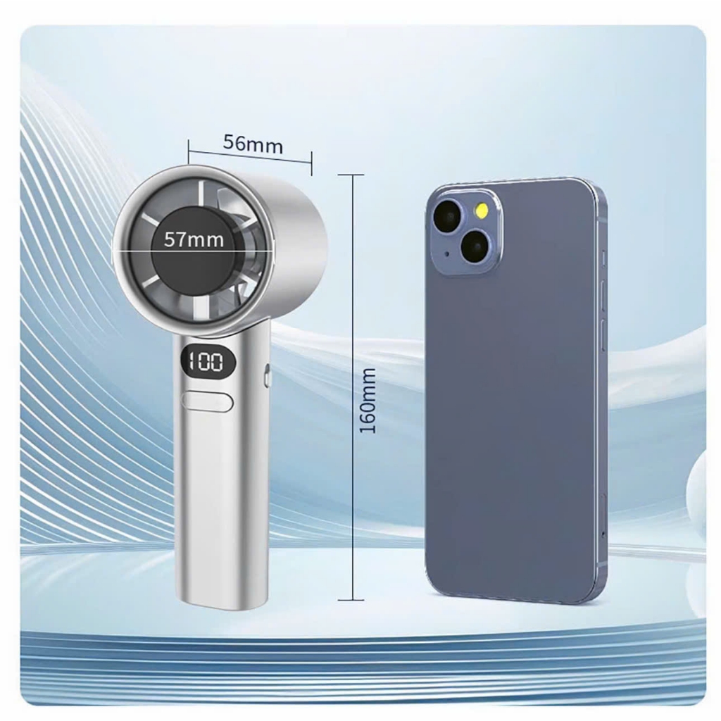 Quạt mini cầm tay 120 cấp gió M120 quạt phản lực di động Turbo 3600mAh ,sạc usb, pin tích điện màn hình led hiển thị pin | BigBuy360 - bigbuy360.vn
