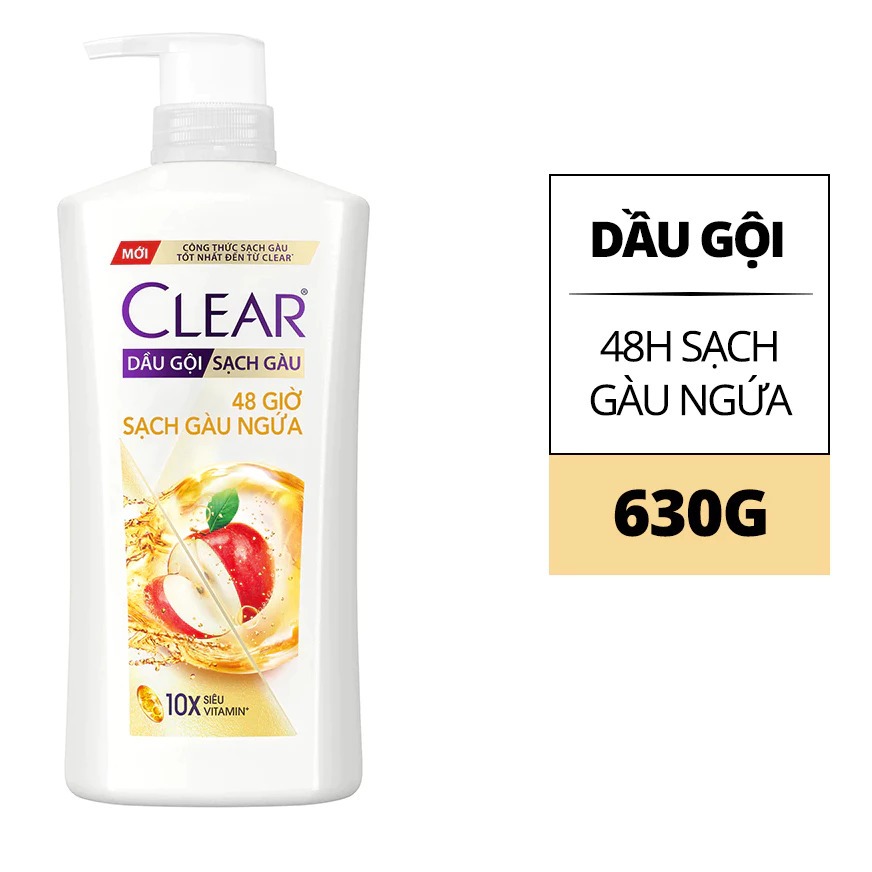 Dầu gội Clear sạch gàu ngứa nước táo lên men & vitamin C 630gr