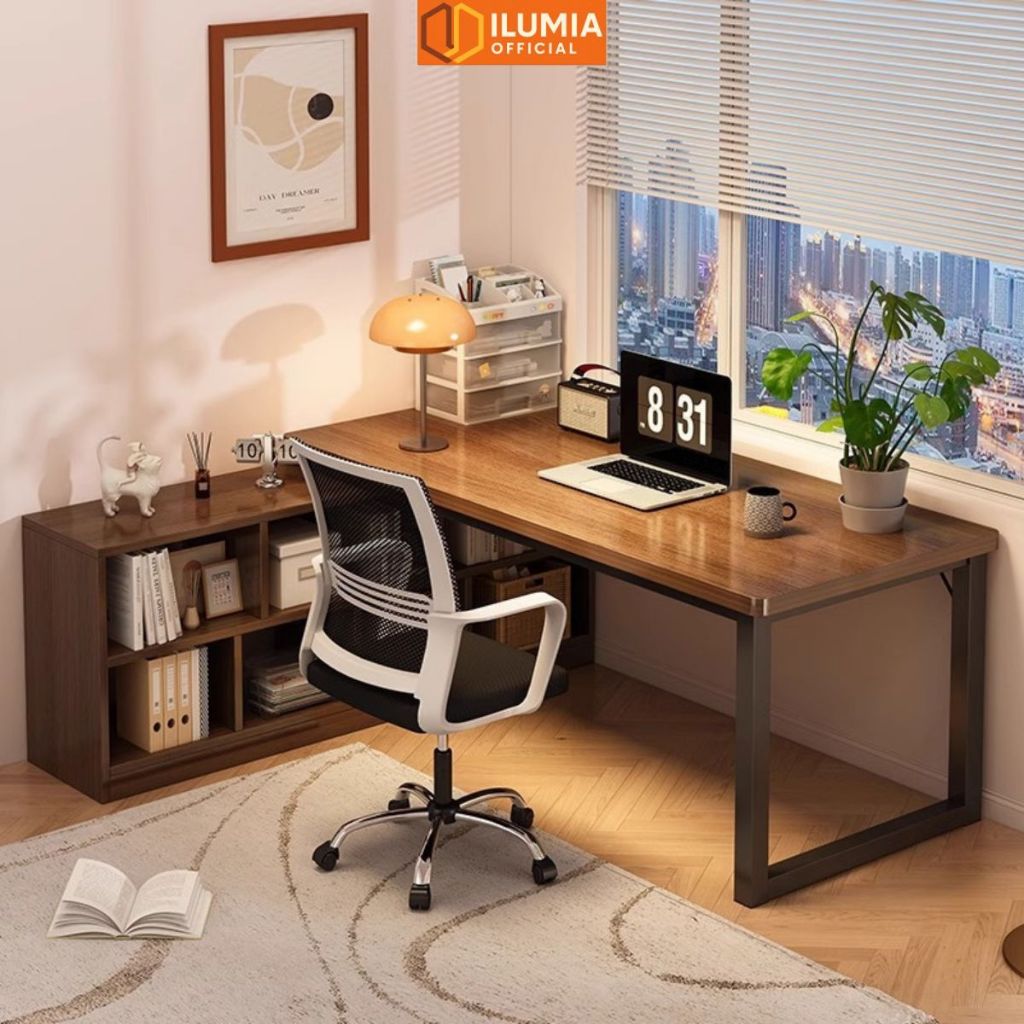 Bàn làm việc kèm kệ sách tiện lợi thương hiệu ILUMIA