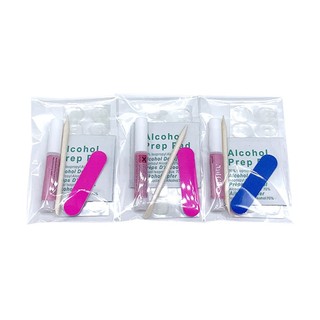 Nail box, 10 set phụ kiện nailbox (miếng dán, bông cồn, que đẩy da, dũa, keo)