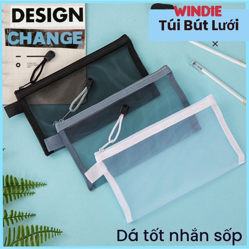  Túi Đựng Bút Lưới A6 Đơn Giản Một Ngăn Windie Ba Màu Basic 
