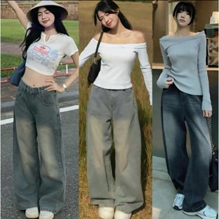 Quần bò jean ống rộng suông xuông nữ jeans cạp cao phong cách jeanshop_0603 ms06