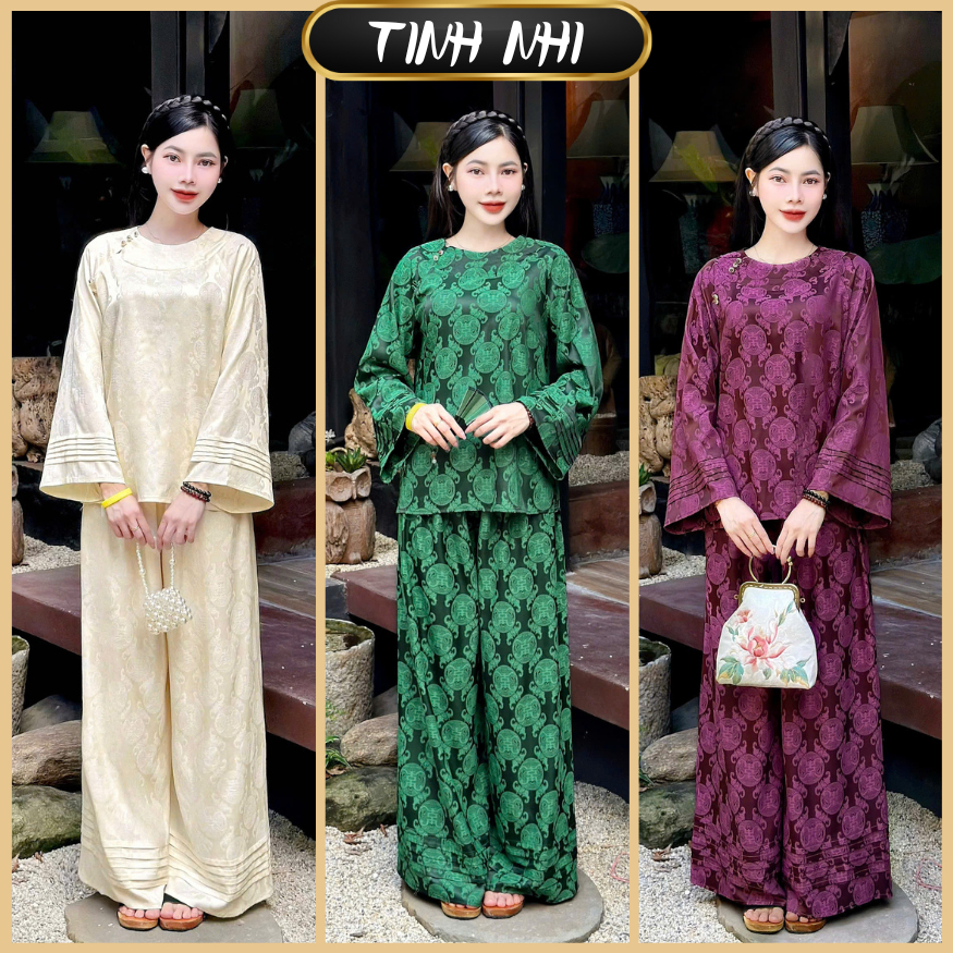  Đồ lam đi lễ chữ thọ TINH NHI sang trọng và thời thượng PP337 