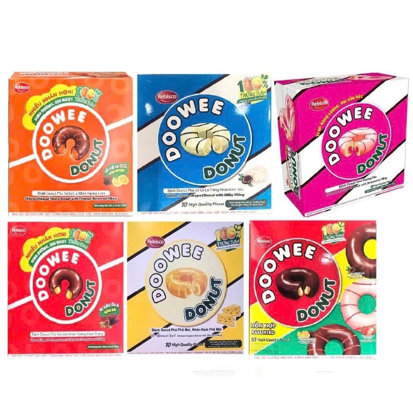 Bánh Doowee Donut Phủ Nhân Kem (Hộp 10 cái)