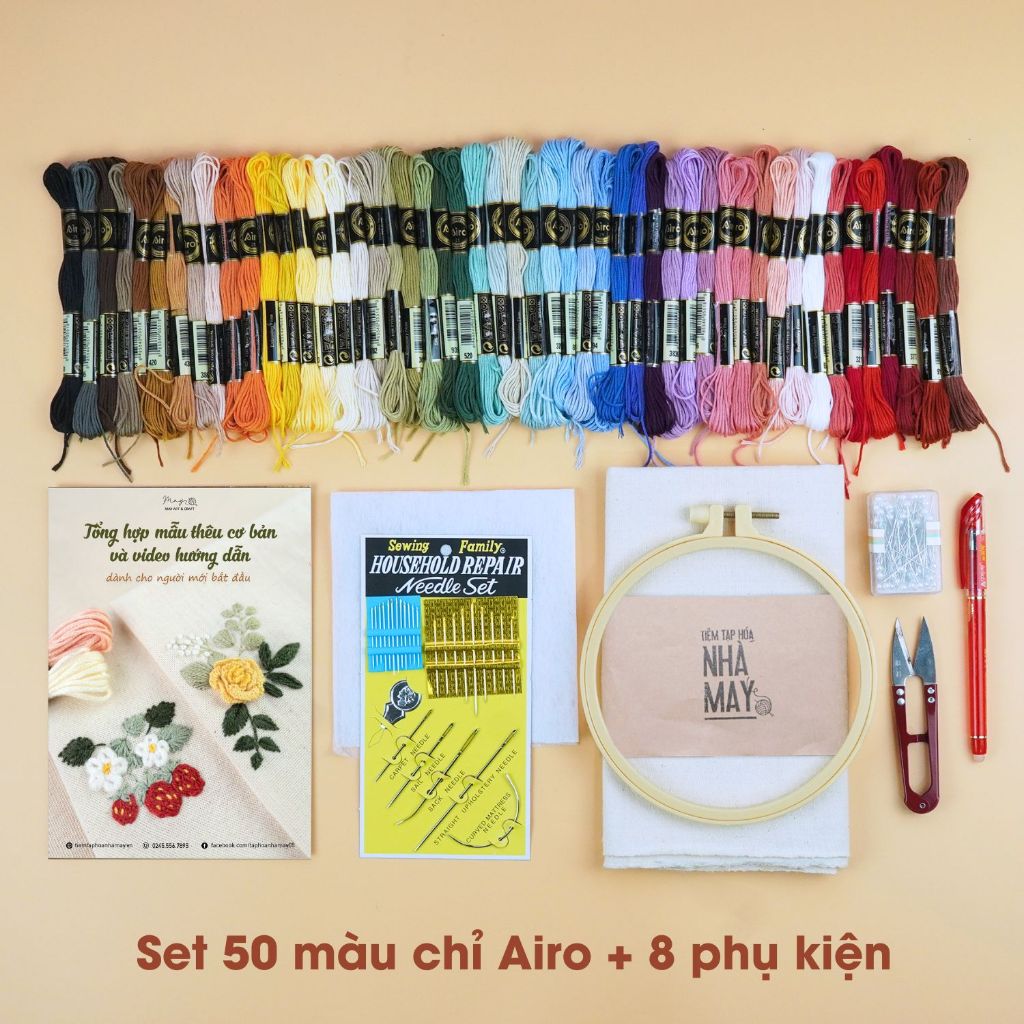 Set thêu - dụng cụ thêu cơ bản dành cho người mới bắt đầu Tiệm tạp hóa nhà May