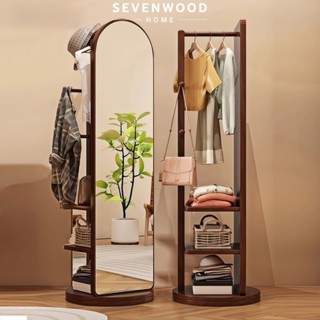 SEVENWOOD gương treo toàn thân gương soi toàn thân gương xoay 360 độ toàn thân cây treo quần áo kèm gương gương vintage