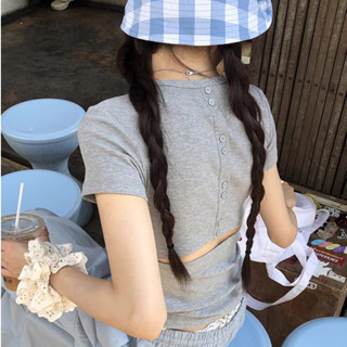 áo baby tee ôm body  mùa hè  hở lưng xám tiêu kiểu dáng cute hàn quốc đẹp  Eleclassm áo thun local brand