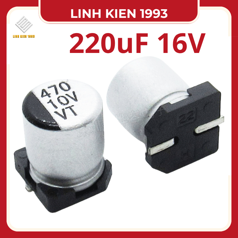 3 con tụ nhôm 220uF 16V  tụ nhôm dán smd tụ hóa lọc nguồn 220uF 16V