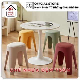 Ghế đôn nhựa cao có đệm da mềm mại xếp chồng tiết kiệm diện tích chất liệu nhựa PP dày dặn an toàn