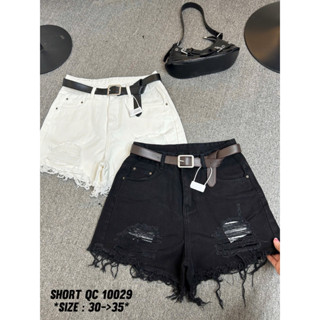 Quần Short  Đùi Jean nữ Bigsize 55-90kg lưng cao phối rách cá tính trẻ trung QC10029