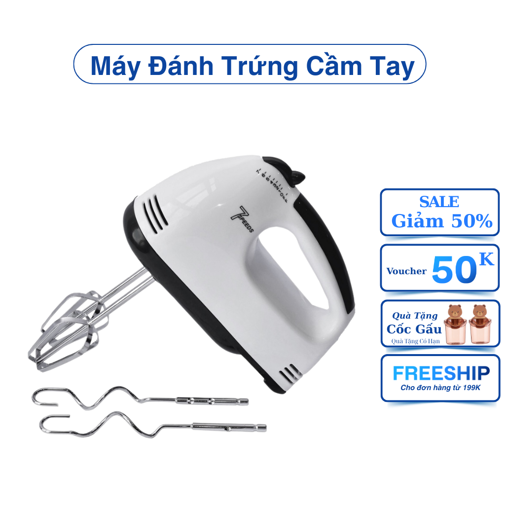 Máy Đánh Trứng Cầm Tay Didooglt 7 Tốc Độ + Tặng Kèm 4 Đầu Đánh Trứng Cao Cấp, Hoạt Động Êm Ái Tiện lợi ( Mẫu Mới Nhất )