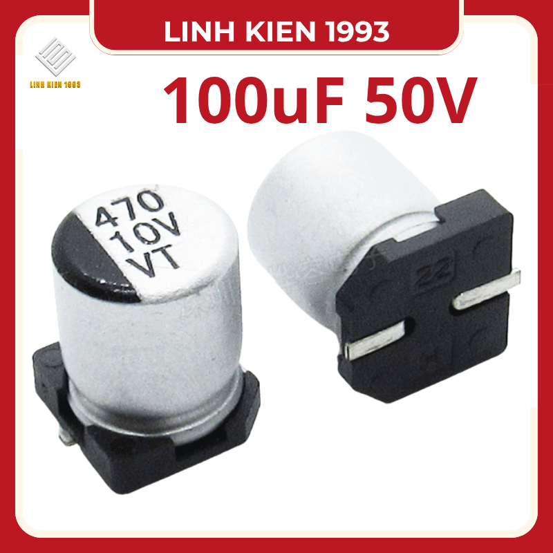 SÉT 3 CON Tụ nhôm 100uF 50V  tụ nhôm dán smd tụ hóa lọc nguồn 100uF 50V