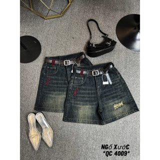 Quần Ngố Jean Nữ Bigsize 55-90kg phối rách thêu hươu QC4009