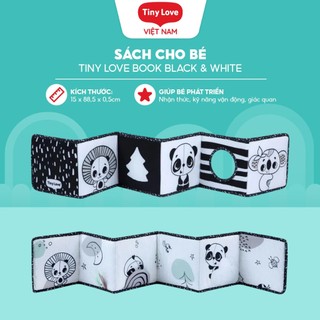 Sách cho bé Tiny Love Book Black & White 2 mặt 7 hoạt động vui nhộn kích thích giác quan cho bé
