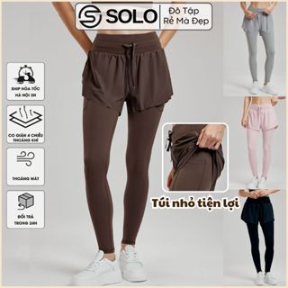 Quần Ngắn Tập Gym Yoga Pilates 2 Lớp Thể Thao Thun Mềm Phối Lưới Co Dãn Thoáng Solo Sportsweart 4111