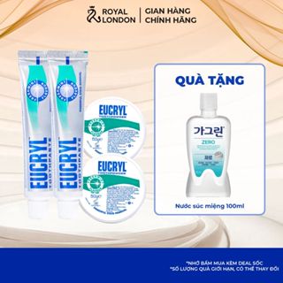 Combo 2 Kem đánh răng Eucryl 62gx2 + 2 Bột đánh răng răng Eucryl 50gx hỗ trợ làm trắng răng