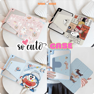 Bao da xoay 360 độ in hình HOẠT HÌNH cute, mặt lưng trong suốt cho iPad Gen 7/8/9/10/A16, Air 4/5/6, Pro 11/12.9/13