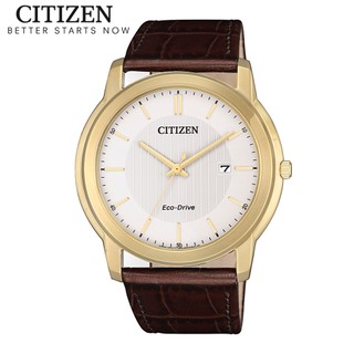 Đồng hồ nam citizen eco-drive dây da aw1212-10a - mặt trắng