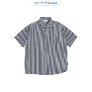 Áo Sơ Mi Denim Trơn Kẻ Sọc Ngắn Tay Form Regular Local Brand Lavi Studio