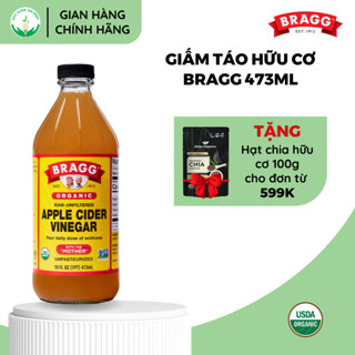 [CHÍNH HÃNG] Giấm Táo Hữu Cơ Bragg 473ml - Hàng Mỹ - Date 2028 - Dấm Táo Giảm Cân Ăn Kiêng Eatclean