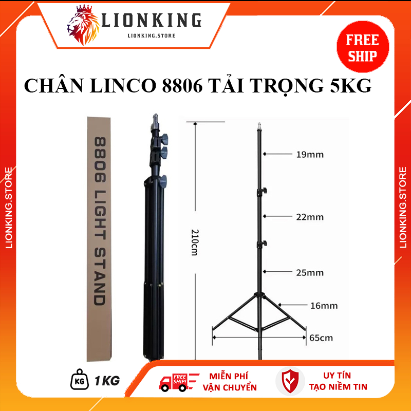 Chân Đèn Linco Zenith 8806 Cao 2m1 Hàng Chuẩn Cao Cấp Chắc Chắn Chân Máy Ảnh Loại Xịn - LionkingStor