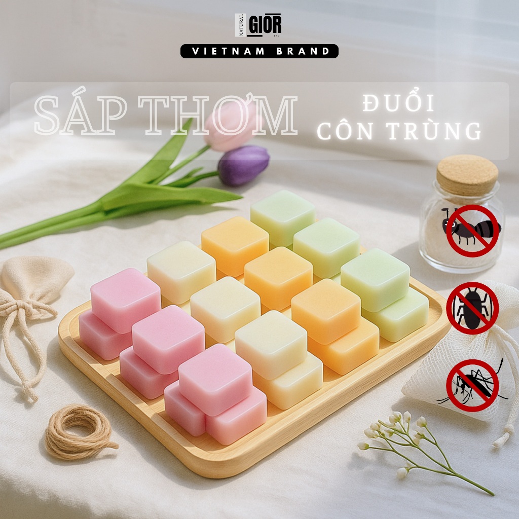 Sáp Thơm Tự Nhiên Đuổi Muỗi, Gián & Côn Trùng – Hút Ẩm, Khử Mùi Hiệu Quả –  Treo Trong Toilet, Xe Ô Tô, Tủ Bếp, Tủ Giày