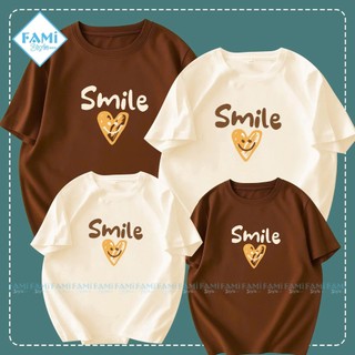 Áo thun gia đình - Áo Bố, Mẹ và Bé in chữ Smile chất liệu cottton thấm hút mồ hôi, mặc mát - Áo Gia Đình Fami Style