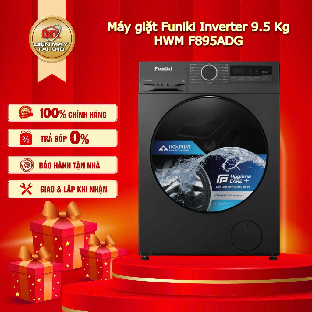 Máy giặt Funiki Inverter HWM F895ADG – Cửa trước – 15 Chương trình giặt – Tiết kiệm điện