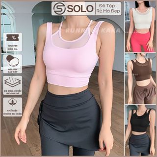 Bra Tập Gym Yoga Pilates Thể Thao Mix Lưới CÓ MÚT Thun Poly Mịn Mát Tôn Dáng Solo Sportswear 4083