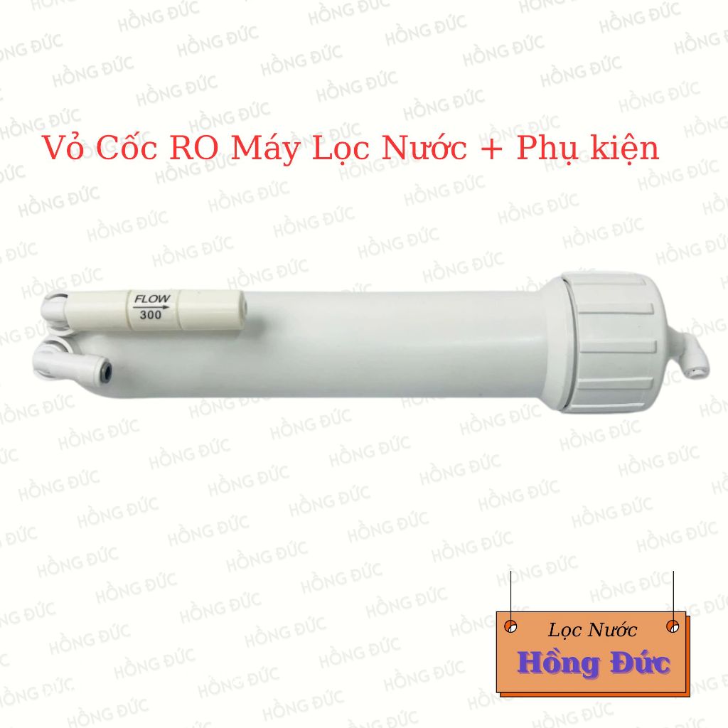 Vỏ Cốc RO Máy Lọc Nước + Phụ kiện ( Flow 300cc + Van 1 chiều + Cút 6-6 ) - Vỏ màng RO