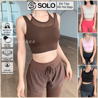 Áo Tập Gym Yoga Bra Thể Thao Croptop Mix Lưới CÓ MÚT Thun Poly Mịn Mát Tôn Dáng Solo Sportswear 4083