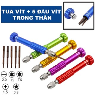 Tua Vít Sửa Điện Thoại 5 Đầu Vỏ Nhôm Xoay 360 Độ Tô Vít Sửa Điện Thoại Tua Vít Mini Tháo Ốc Vít