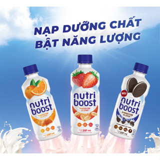  AMMYFOOD - Thùng 24 chai  lốc 6 chai sữa trái cây nutriboost 297 ml hương dâu  cam  bánh quy kem 