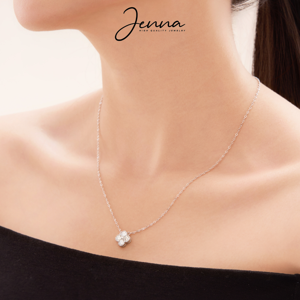 Dây chuyền Bạc Mini Lucky Clover JKC110 Đá Moissanite 0.1 carat Kiểm định GRA