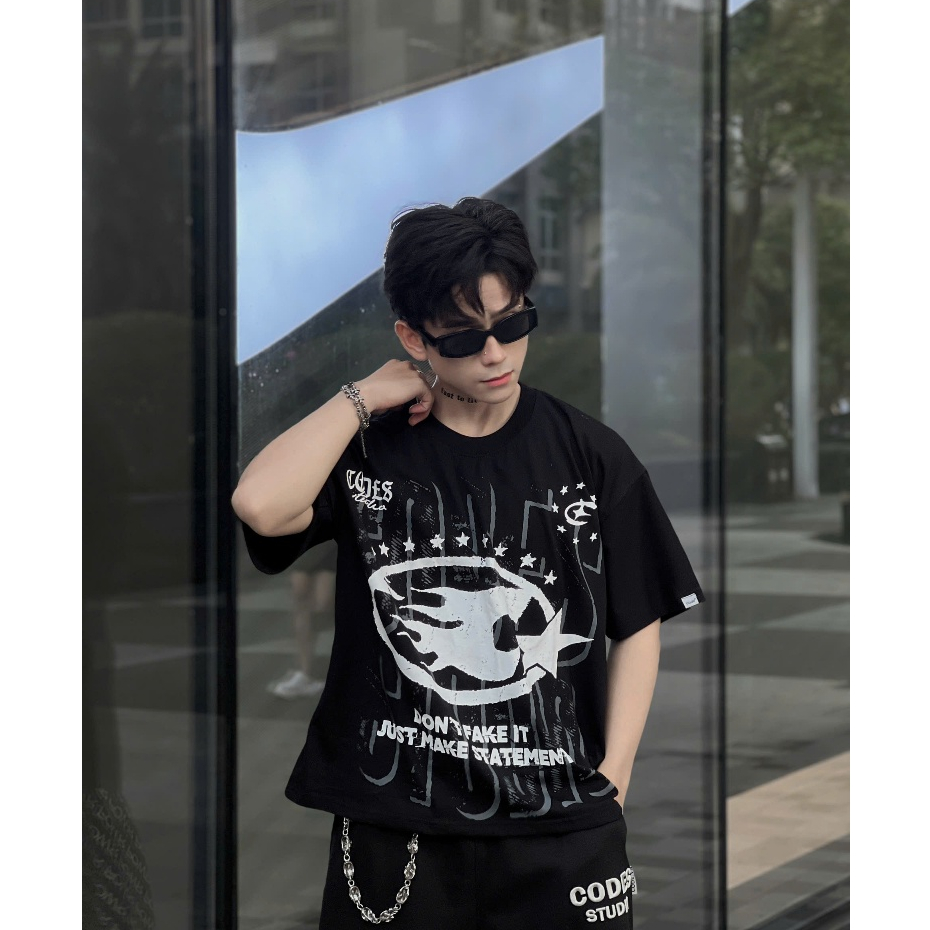 Áo thun CODES Studio local brand form boxy chất cotton dày 250gsm, thiết kế streetwear in họa tiết F