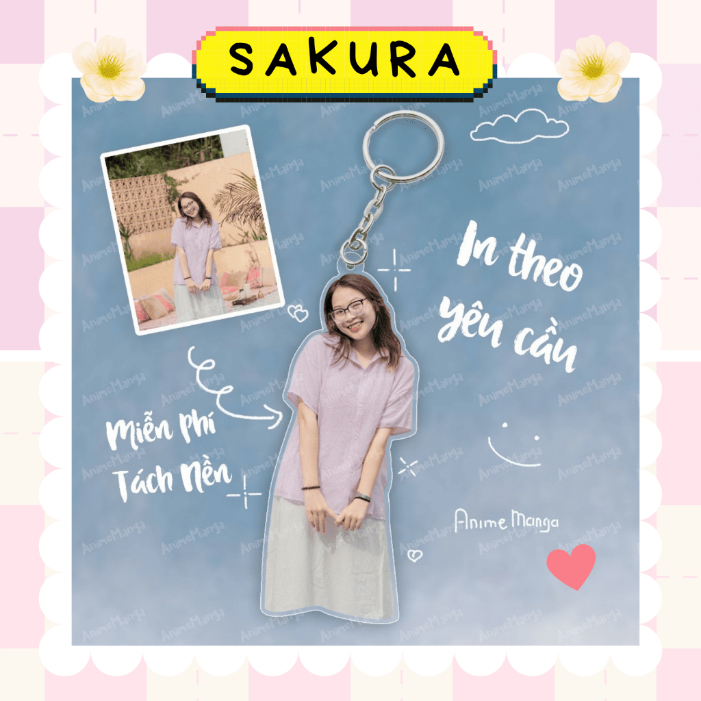 Móc khoá cắt viền in theo ảnh in theo yêu cầu, Móc khoá thiết kế theo yêu cầu dễ thương làm quà tặng
