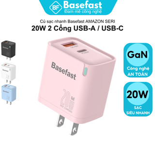  Củ sạc nhanh 20W 2 cổng Basefast công nghệ GaN chống quá tải nhiệt cho ip samsung xiaomi oppo.. 