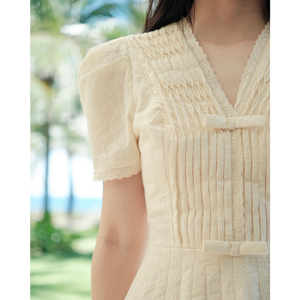 COQUI - Đầm xoè tiểu thư dự tiệc dáng ngắn xếp ly thủ công sang chảnh AMELIA DRESS | BigBuy360 - bigbuy360.vn