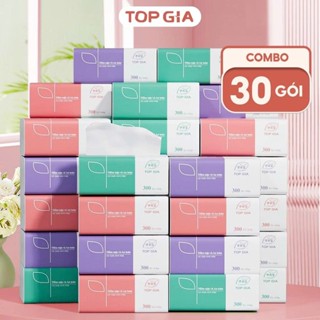 [Giấy ăn 3 màu] Thùng 30 gói giấy ăn rút Topgia 3 màu cao cấp 4 lớp dày dặn, mềm mịn
