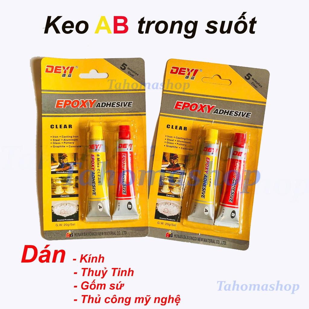 Keo AB Trong Suốt-Keo hai thành phần AB-Keo epoxy trong suốt dán kính, thuỷ tinh, keo dán sắt