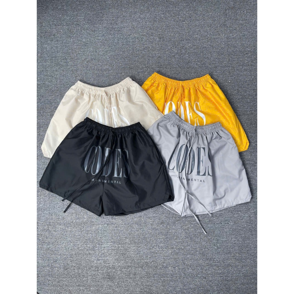 Quần short form suông unisex local brand CODES STUDIO, vải dù thoáng mát, lưng chun co giãn, in logo