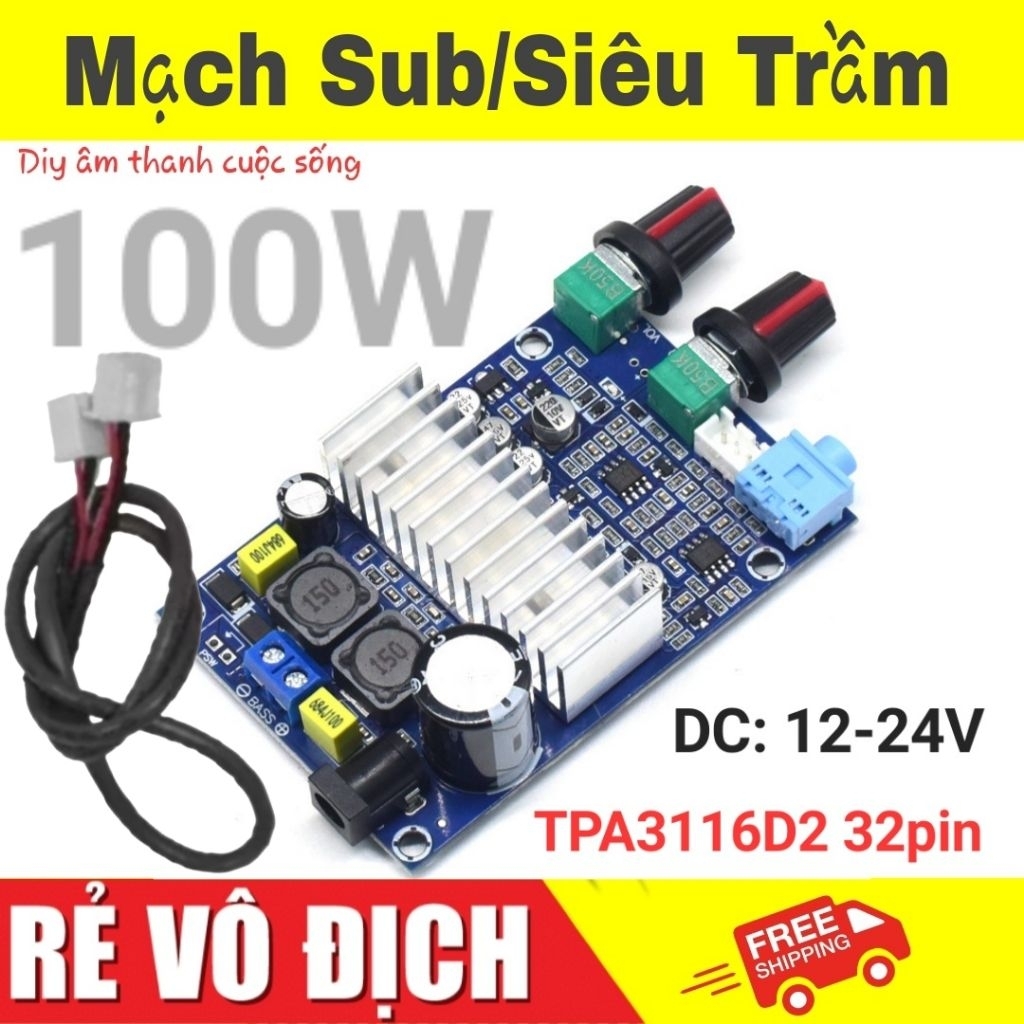 𝗠ạ𝗰𝗵 𝗦𝘂𝗯 𝟭𝟬𝟬𝗪 loa siêu trầm Biến Sub hơi thành Sub điện 𝗧𝗣𝗔𝟯𝟭𝟭𝟲𝗗𝟮 32 chân DIY -