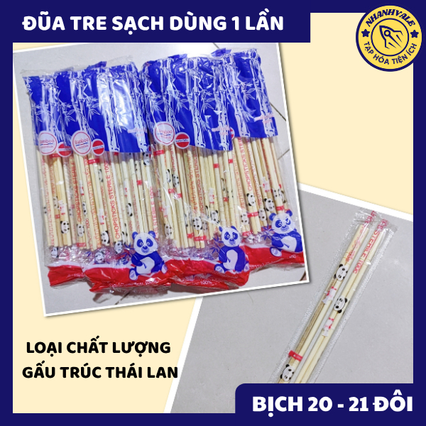 Bịch đũa tre sạch dùng một lần (Bịch 20 đôi)