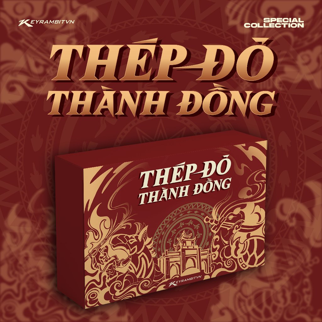 [NEW BOX] Hộp Thép Đỏ Thành Đồng - Chủ Đề Việt Nam Truyền Thuyết - Keyrambit + Phụ Kiện - Móc Khoá Đồ Chơi Xả Stress