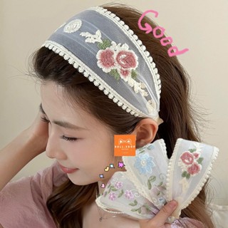 CK05 Cài tóc nữ tiểu thư ren lưới trắng họa tiết hoa lá thêu bản to sang trọng phong cách retro BULL.SHOP