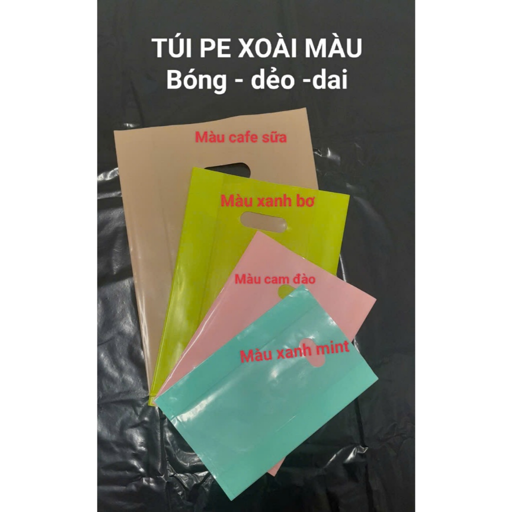 (1kg/Size) Túi PE xoài màu bóng dẻo dai, dày dặn chắc chắn màu mới, túi gói hàng đủ màu đủ size (hàng đẹp - SP y hình)
