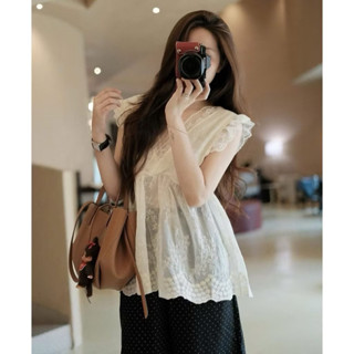 Áo BabyDoll Ren Cánh Tiên Cổ V IMISS Phong Cách Hàn Quốc siêu xinh-Dành Cho Nữ