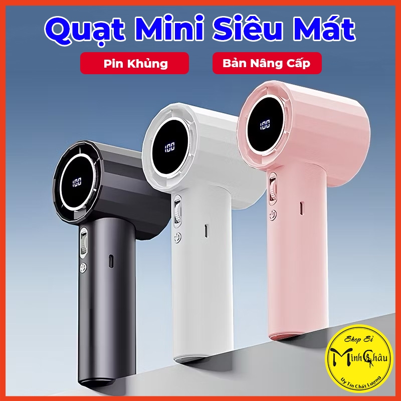 quạt mini cầm tay 100 cấp gió GS9 quạt phản lực di động Turbo 6000mAh màn hình led hiển thị pin, sạc