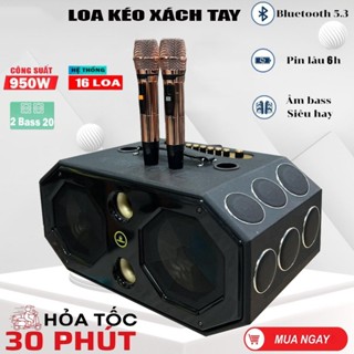 Loa Kéo Xách Tay Karaoke Z80 PRO+ 16 Đường Tiếng Bass 20 Sub Siêu Trầm Loa Kèm 2 Mic, 12 Loa Kép Công Suất Lớn 1200W